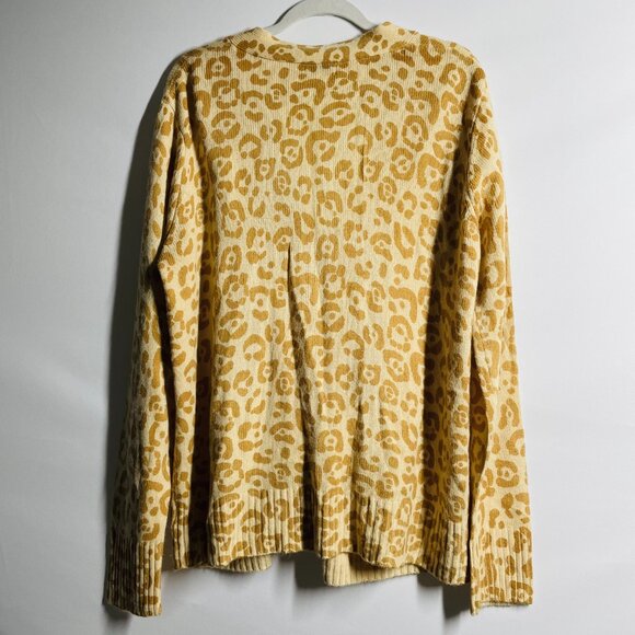 Andree By Unit Womens Cream Gold Cheetah Print Long Sleeve Cardigan Sweater 2X - Picture 2 of 8